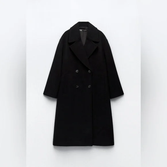 【新品!!】ZARA Black Oversized Mods Coat S-M 新品!!】ZARA Black Oversized Mods Coat S-M OVERSIZED COAT